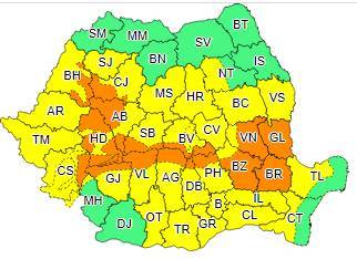 METEO – ANM a actualizat avertizările COD GALBEN și COD PORTOCALIU!