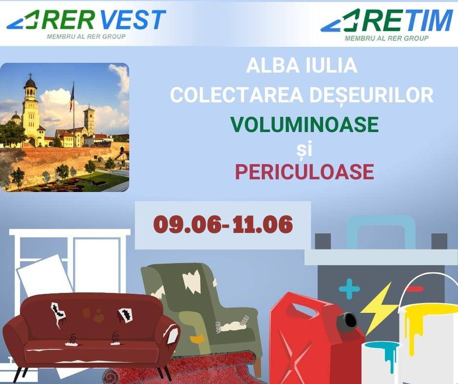 Colectare gratuită a deșeurilor periculoase și voluminoase organizată în Municipiul Alba Iulia