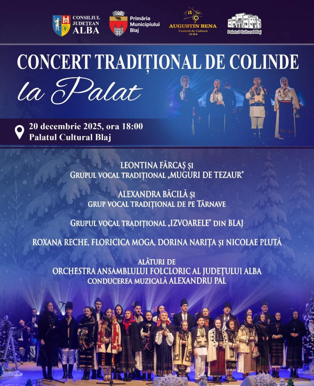 20 decembrie, ora 18:00 Concert Tradițional de Colinde, la Palatul Cultural din Blaj