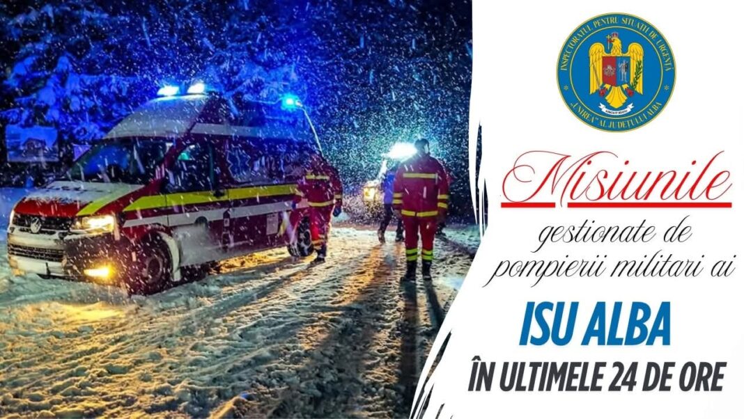 Peste 60 de misiuni desfășurate de pompierii din cadrul ISU Alba, în ultimele 24 de ore