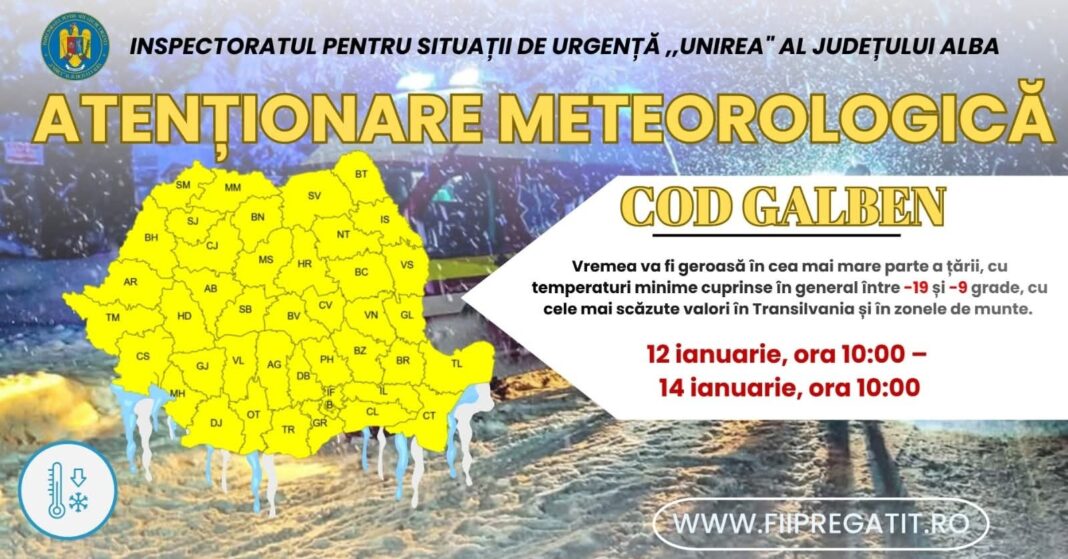 Județul Alba, sub cod Galben de Ger, până miercuri dimineață. Sfaturi de la autorități și pompieri