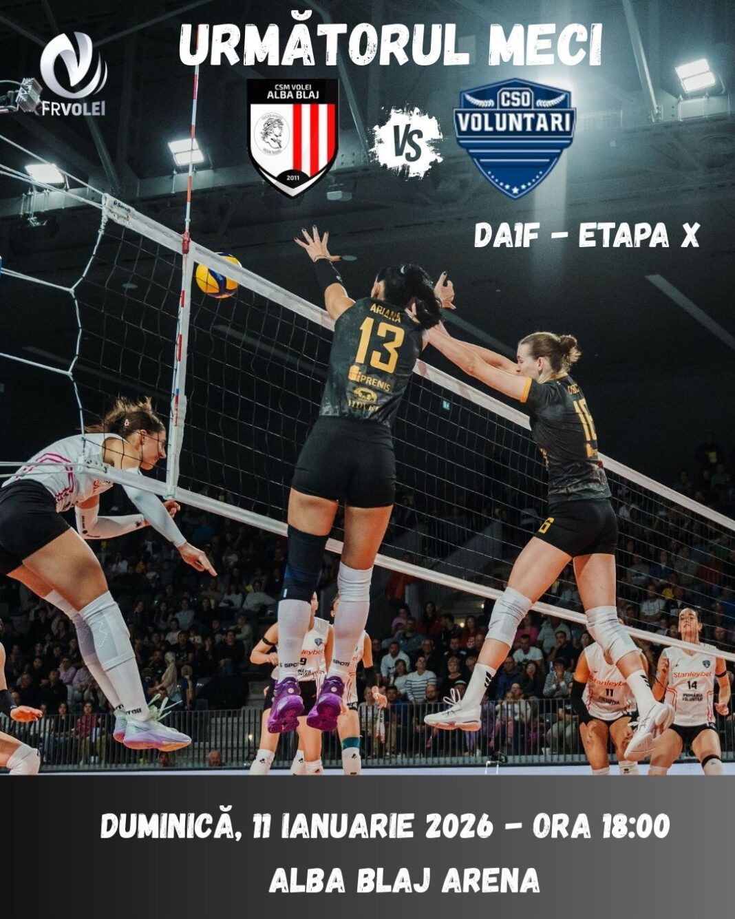 Duminică, ora 18:00 Volei Alba Blaj – CSO Voluntari. Derby între campioană și vicecampioană în „Mica Romă”