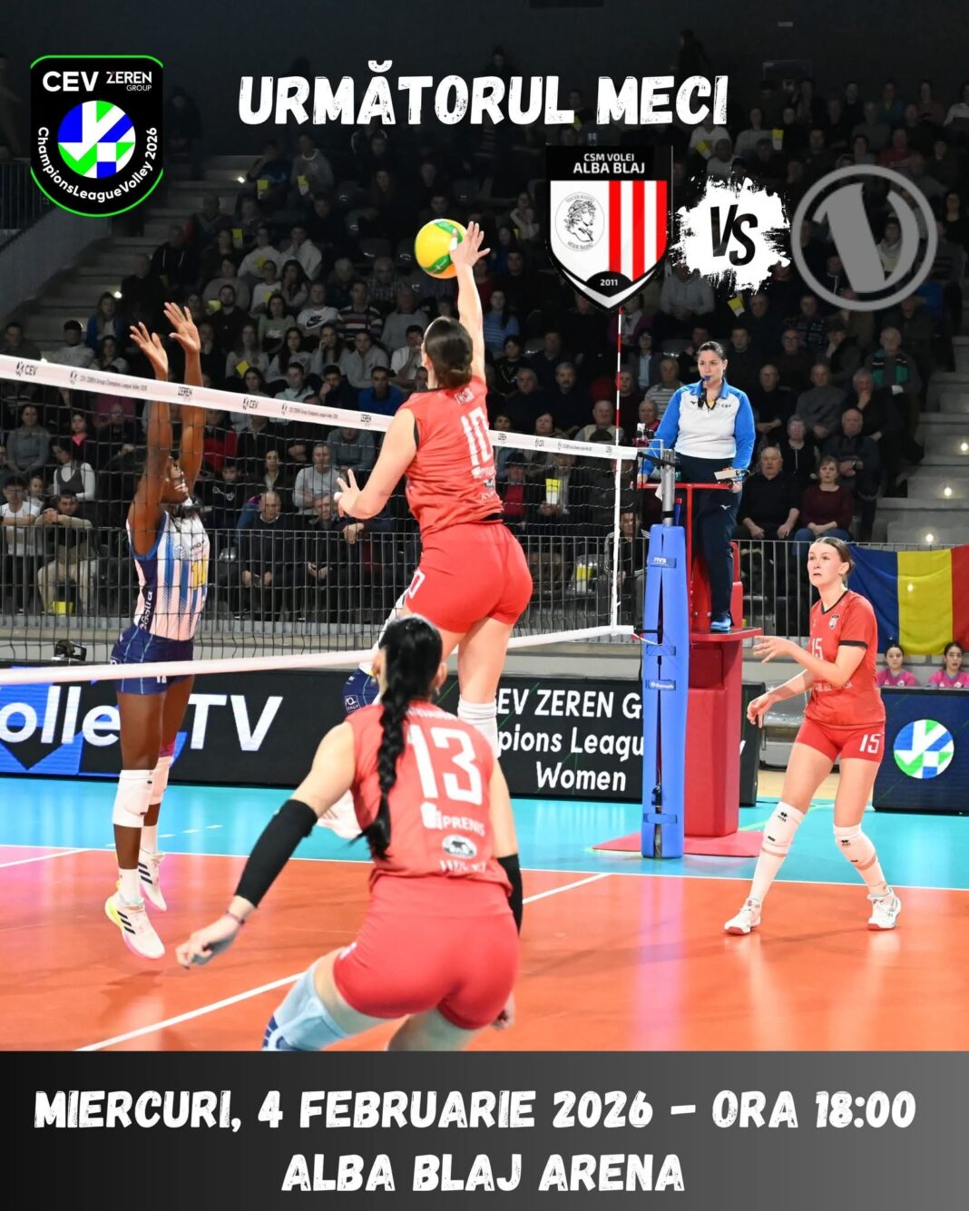 Miercuri, ora 18:00 Volei Alba Blaj – Volero Le Cannet, meci decisiv pentru calificarea în sferturile de finală ale Cupei CEV