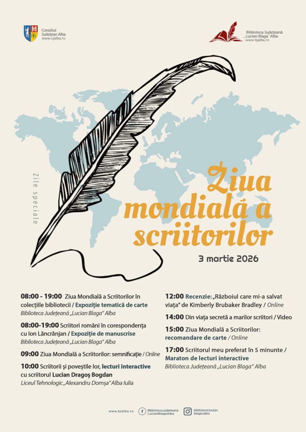 Astăzi: Ziua Mondială a Scriitorilor, sărbătorită la Biblioteca Județeană „Lucian Blaga” Alba