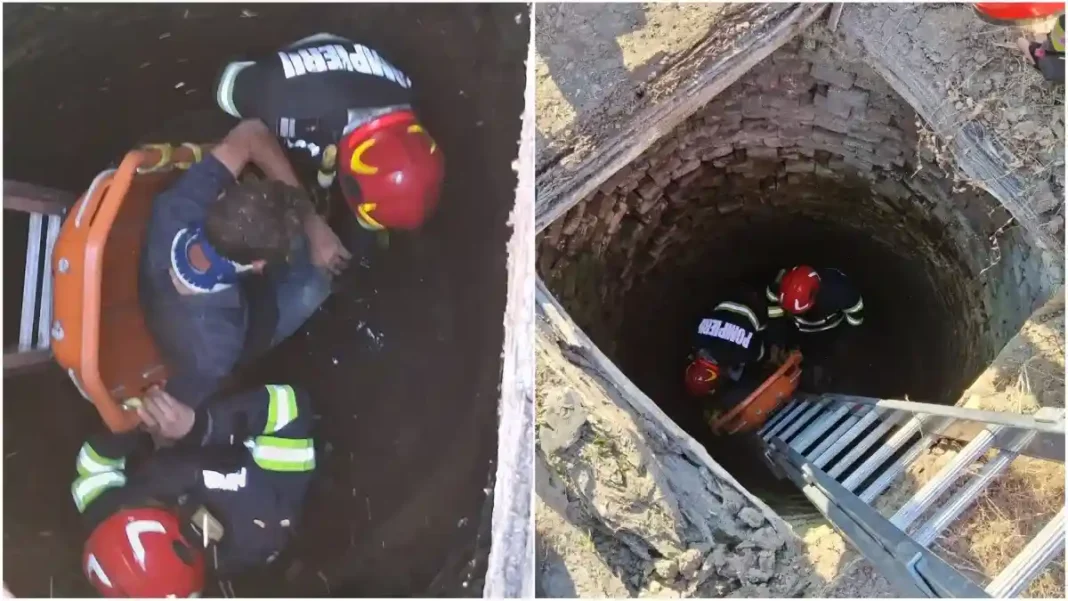 Intervenție de urgență: Pompieri salvează un bărbat de 52 de ani căzut într-o fântână adâncă de 5 metri